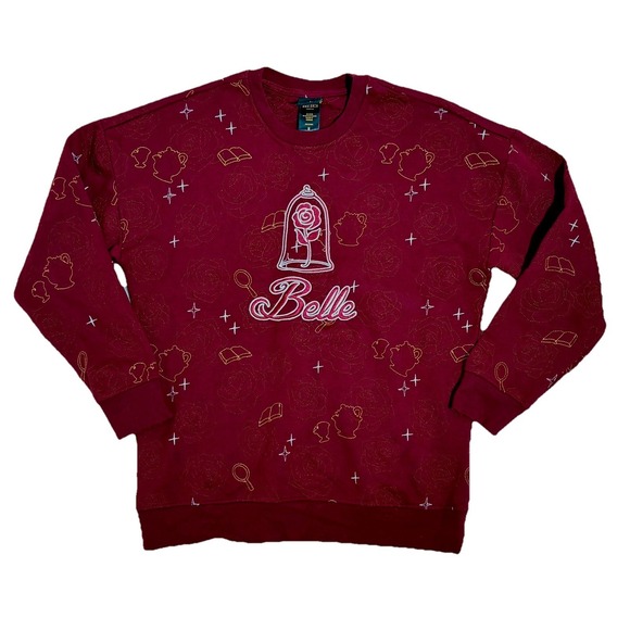 Disney Tops - Boxlunch Disney Beauty And The Beast Belle Embroidered Sweatshirt Topographic M